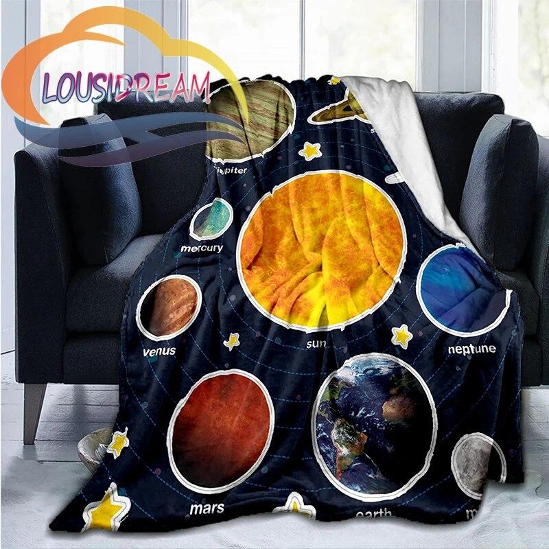 Space Universe Vector and The Sun  Many Planets In Galaxy Series Wool Blanket Cashmere  Fashion Flannel Blanke