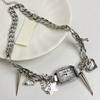 Heart Watches Pedant Choker Star Y2K Tassel Necklace Fashion Gothic Rivet Necklace  Girls