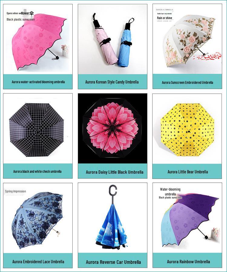 Aurora H3206 Dentelle Noir Parapluie Pare-Soleil UV Pliable