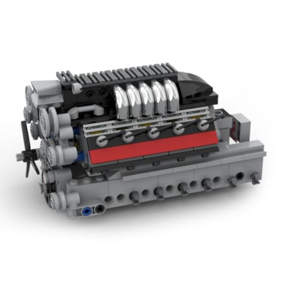 V10 Engine Model Kit with Gearbox Compatibility Single Overhead Camshaft AirCooled Design Interactive DIY Educational Science B