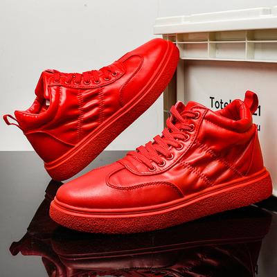 Moda Nova Moda Vermelho Casual Tênis Homens Outono Couro Masculino Tênis Altos 2025 Tendência Branco Vulcanize Sapatos para Homens tênis masculino