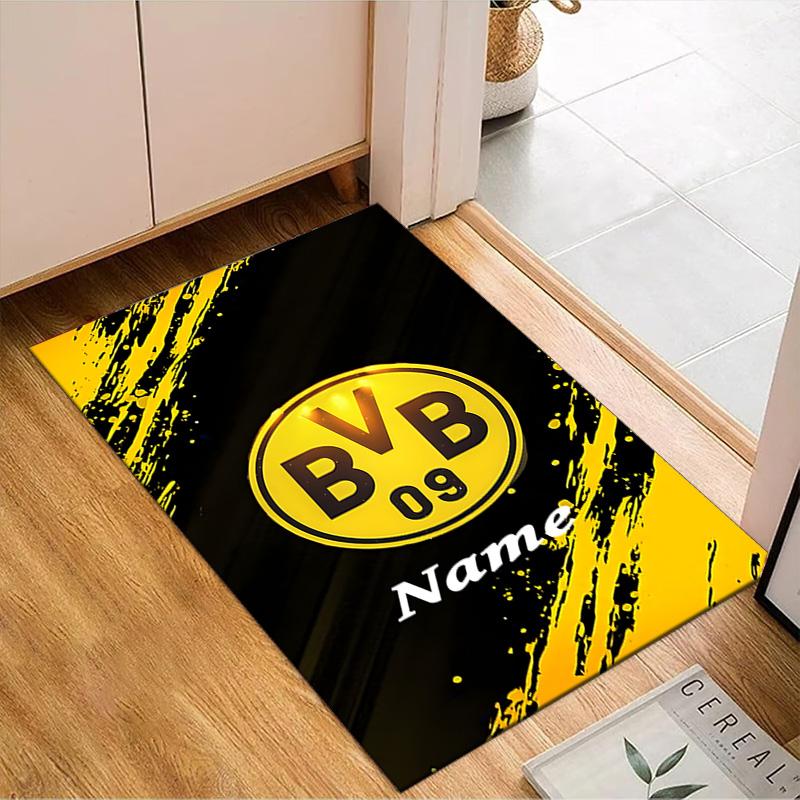 Vlastní jméno BVB Fan Gear Koberec Herní Koberec, Podložka na Podlahu do Ložnice Obývacího Pokoj Vstupní Koberec, Nápad na Domácí Dekoraci Dárek k Vánocům Narozeninám