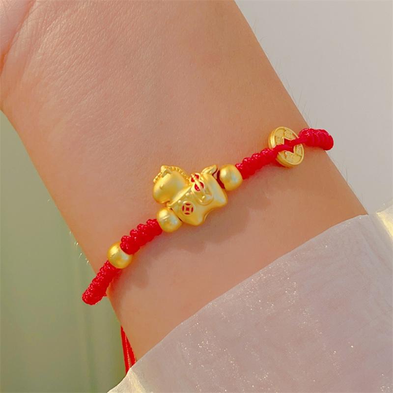 Cute Cartoon Zodiac Horse Pendant Bracelets for Women Men 2026 Lucky Red Rope Handmade Braided Bracelets Friendship Jewelry Gift
