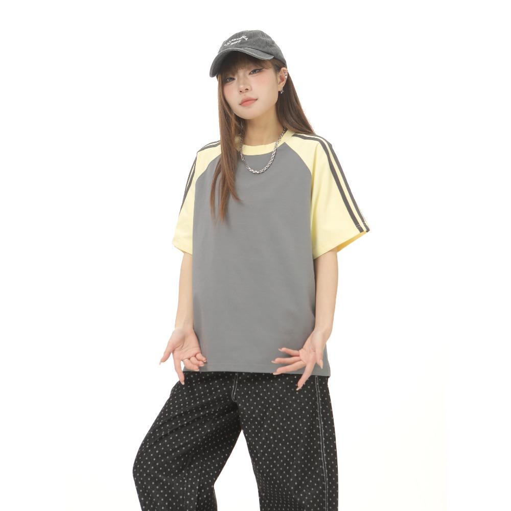 Women s Loose Quick-Dry Antibacterial American Striped Short-Sleeve T-Shirt for Summer XXS