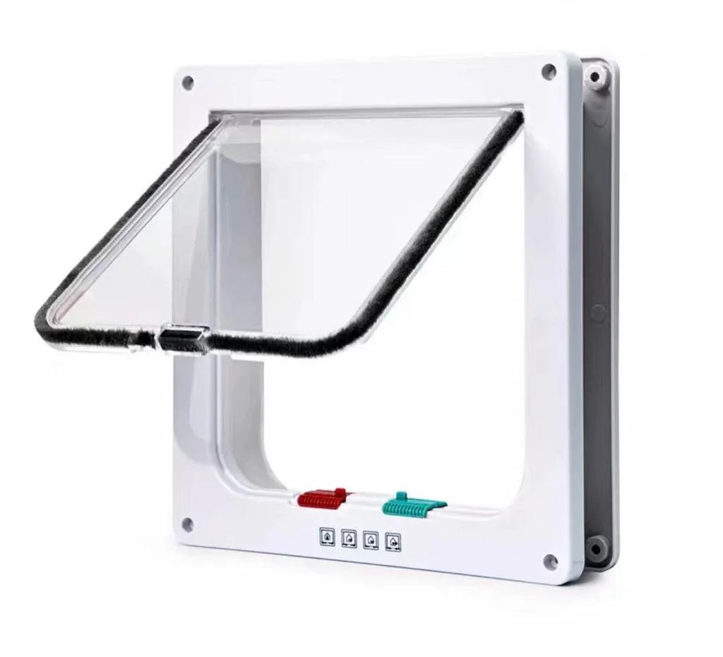 S/L 2 Colors Cat Flap Door with 4 Way Lock Security Flap Door for Dog Cat Kitten Small Pet Gate Door Kit Cat Puppy Safety Gate