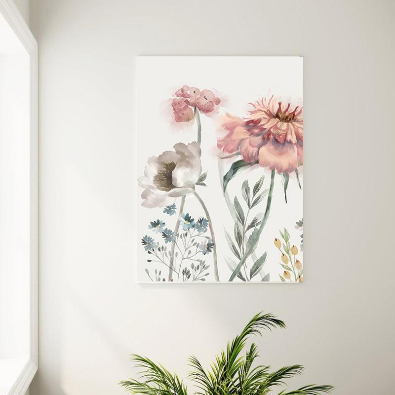 Modern Scandinavian Wild Flowers Leaves Botanical Nature Posters Watercolor Canvas Painting Living Room Bedroom Wall Art Pictures Home Decor
