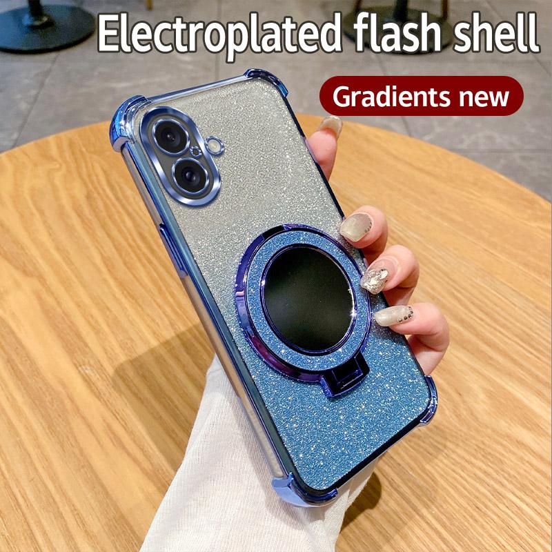 6D Shockproof Glitter Mirror Ring Phone Case For Motorola Moto Edge 50 Pro Neo Edge 60 Fusion E15 G86 G56 G85 G45 G05 Soft Cover