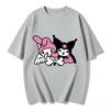2026 New My Melody  Kuromi Angel Devil Heart Cartoon Print Tshirt Family Matching Outfits Casual Short Sleeve Tee Women Unisexs