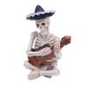 Mini Halloween Skeleton Figurines Resin Guitar/Accordion/Violin Player Skeleton Statue Halloween Collectible Decoration for Home Office Desk Decor