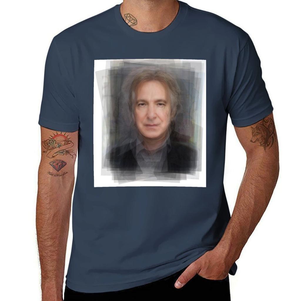 Alan Rickman Severus Snape Portrait Overlay T-Shirt Plus Size Simple Casual Top