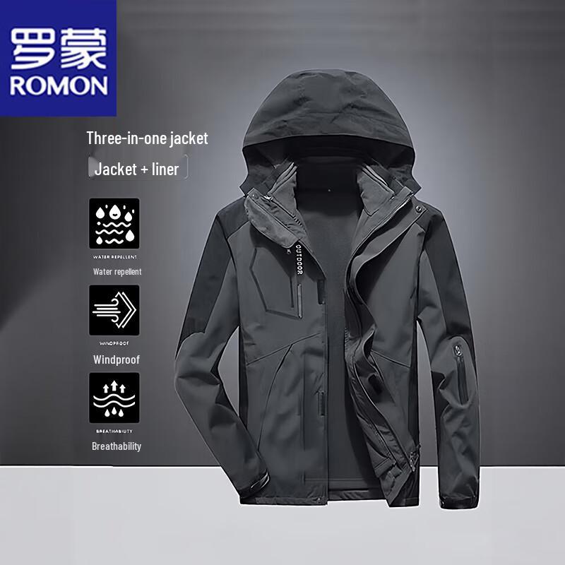 

ROMON Men s 3-in-1 Thickened Outdoor Casual Jacket 4XL