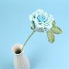 Handmade Knitted Flower Crochet Rose Flowers Artificial Flowers Home Decors Single Rose Flower Gift for Birthday Wedding