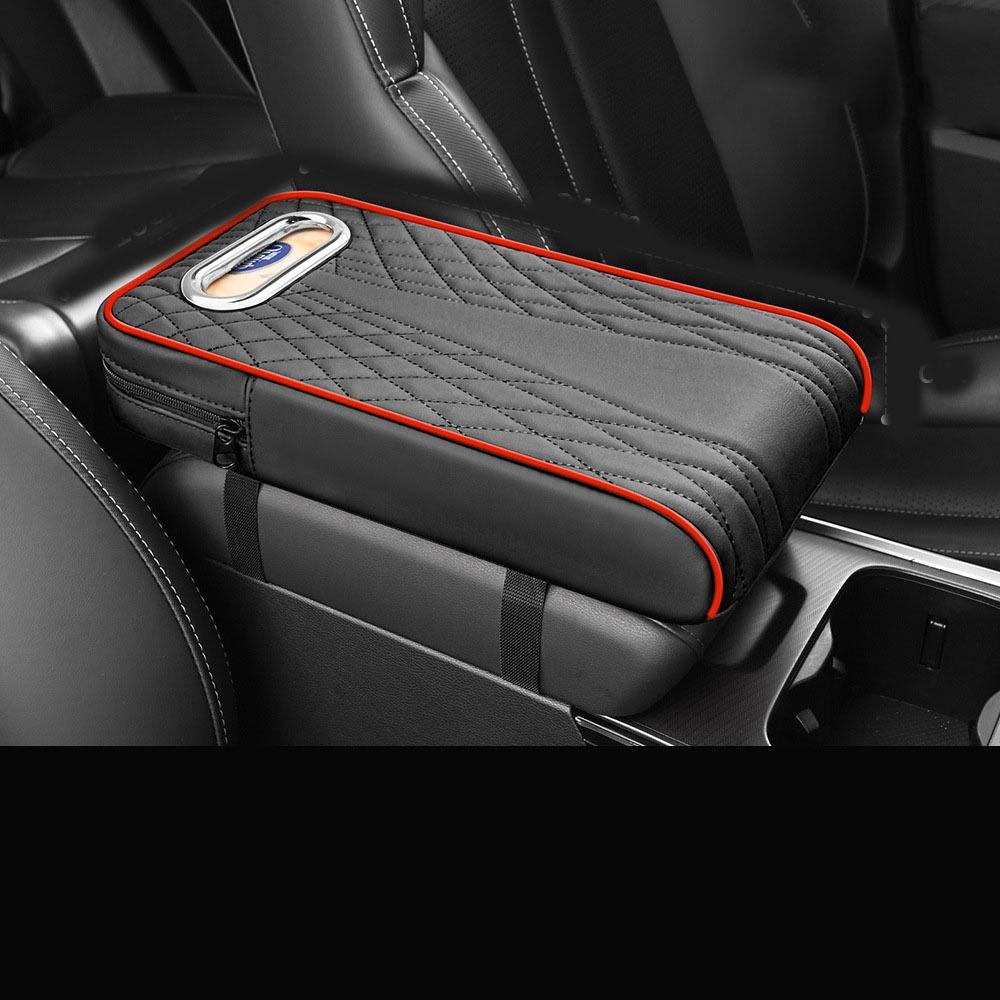 

Защитная накладка на подлокотник автомобиля, чехол, увеличенная поддержка, держатель для салфеток, интерьер автомобиля 2 in 1-Black Red