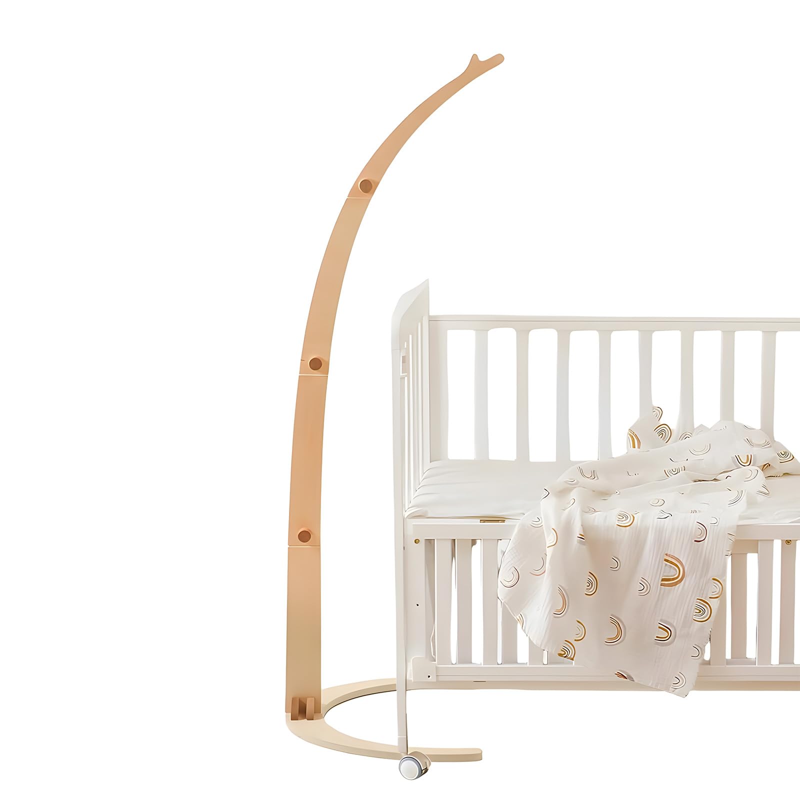 

Let s Make Baby Mobile Stand, Freestanding, Natural Wood, Bed Mobile with Arm and Holder, Stable and Easy to Set Up, Perfect for Soothing Your Baby, S