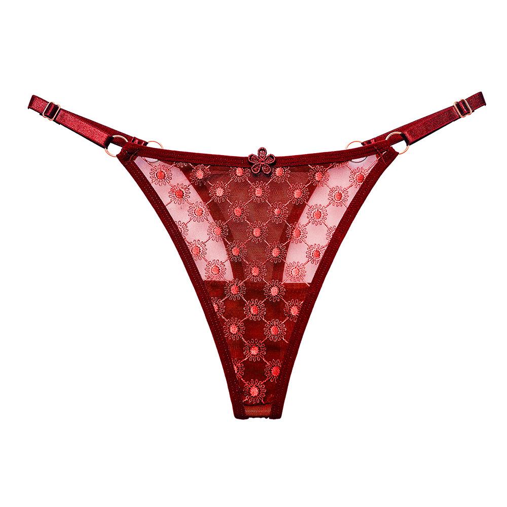 Korean Version of Simple and Slightly Sexy Girl Panties, Fancy Thin Mesh Yarn, Pure Desire, Low Waist Adjustable Thong 2269