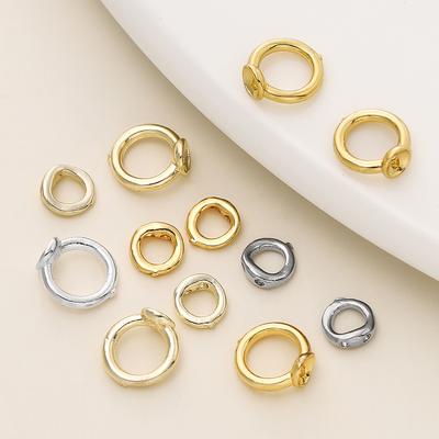 10/20pcs 14/18K Gold Plated Brass End Bead Tip Double Hole Connector Rings for DIY Jewelry Bracelet Necklace Making Supplies