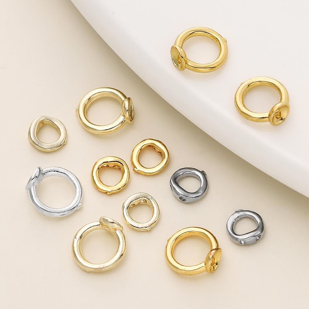10/20pcs 14/18K Gold Plated Brass End Bead Tip Double Hole Connector Rings for DIY Jewelry Bracelet Necklace Making Supplies