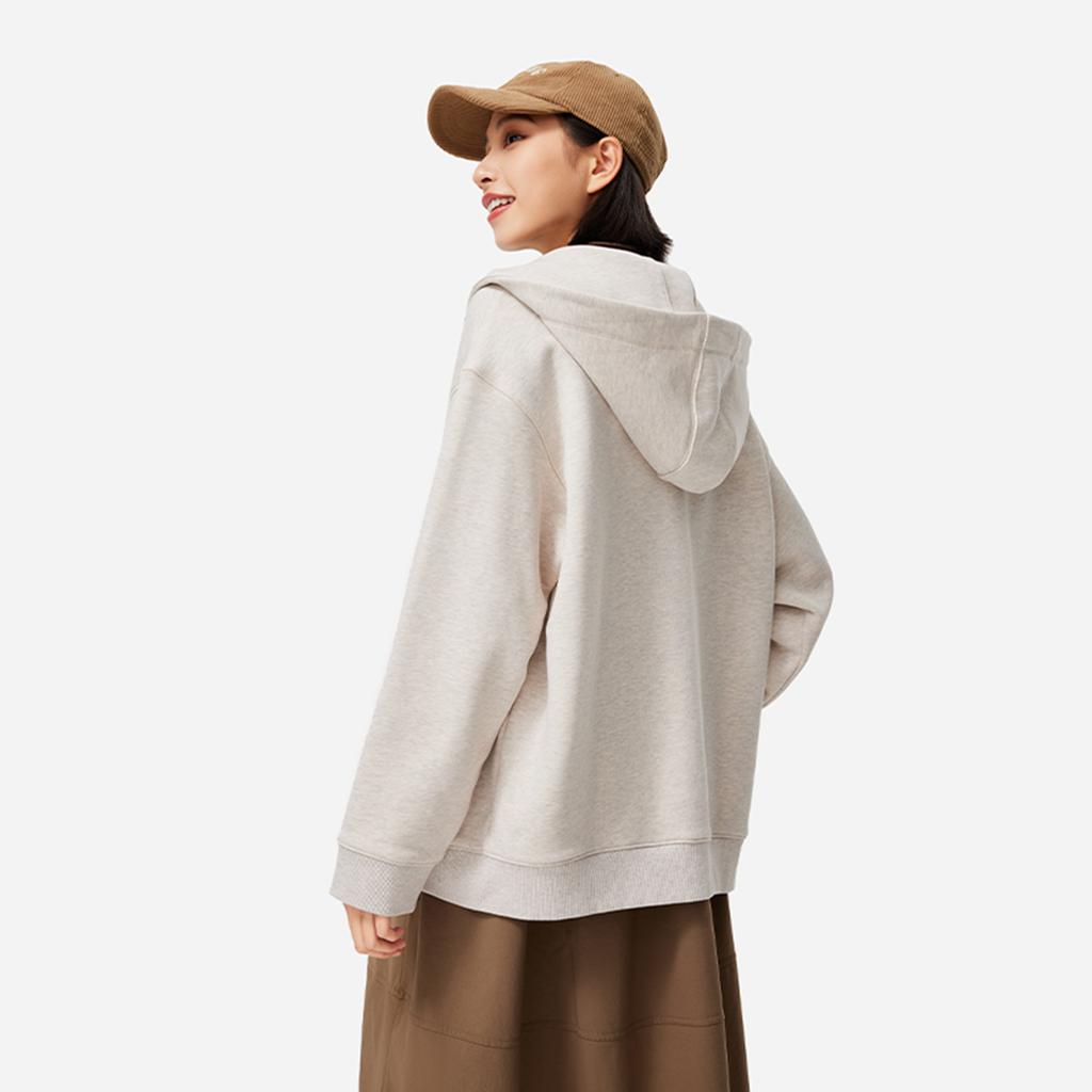 Li Ning Sports Fashion Series Solid Color Zipper Hooded Comfortable Breathable Fleece Warm Cardigan Sweatshirt Women Sweatshirt AWDUB66-2