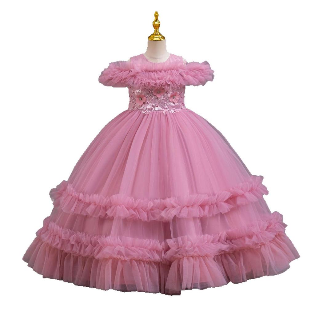 Girls' Puffy Princess Dress – Flower Girl & Piano Performance Formal Wear
