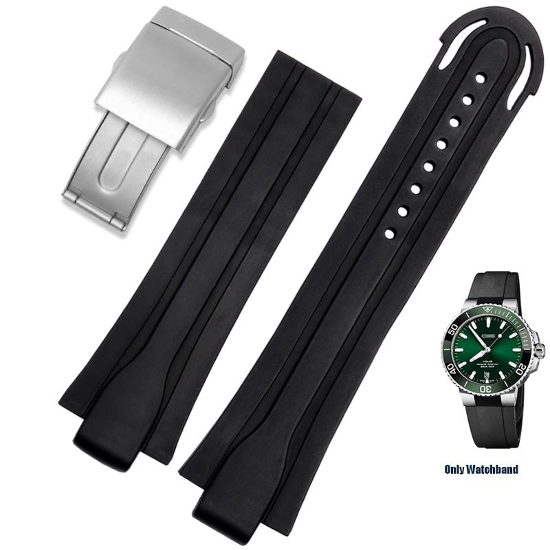 Rubber Watch Band For Oris Diving 7730 Williams 7740 Men Bracelet Waterproof Silicone Bracelet Watch Chain 24*12mm Raised Strap