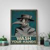 Vintage Poster Plague Doctor Wash Your Hand Sign Public Health Retro Wall Art Bathroom Canvas Painting Print Doctor Office Decor No Frame