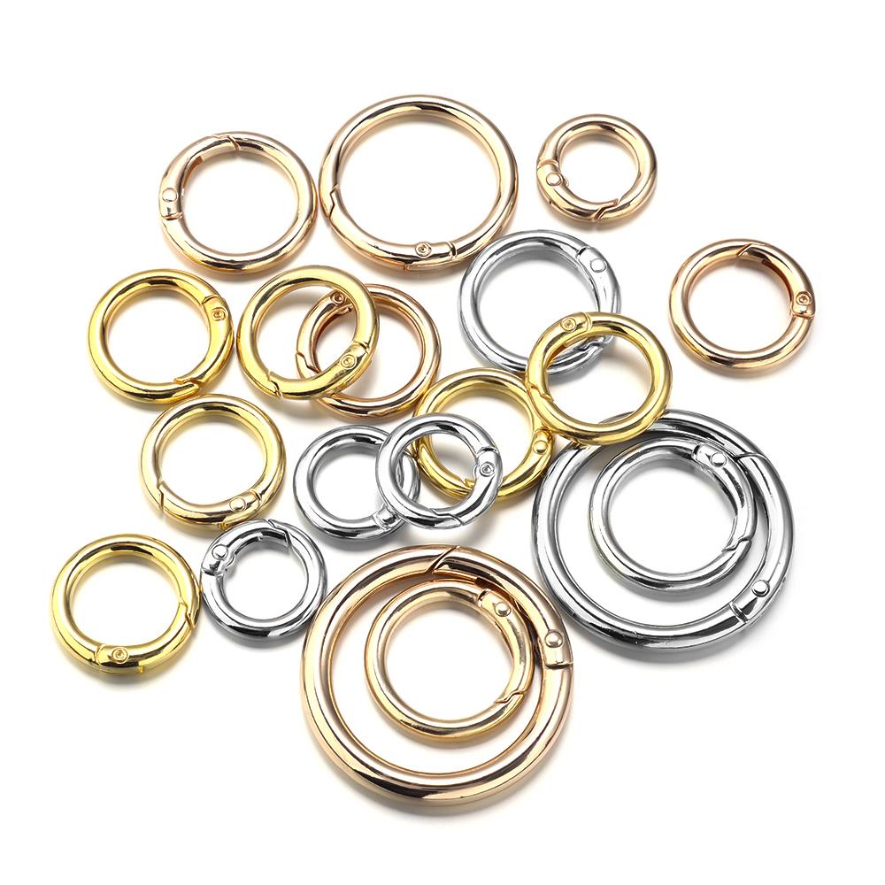 Metal O Ring Spring Clasps Multi Size Openable Round Keychain Bag Clips Hook Dog Chain Buckles Connector DIY Jewelry Making