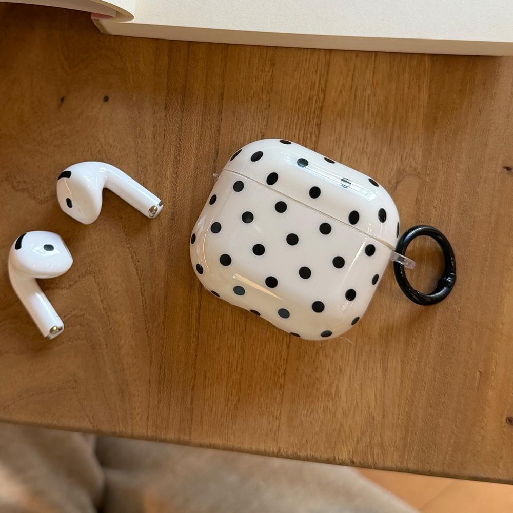 Korea Simple Cute Black Polka Dots White Silicone Earphone Case for Apple Airpods 1 2 3 4 Pro 3 2 Soft Cover With