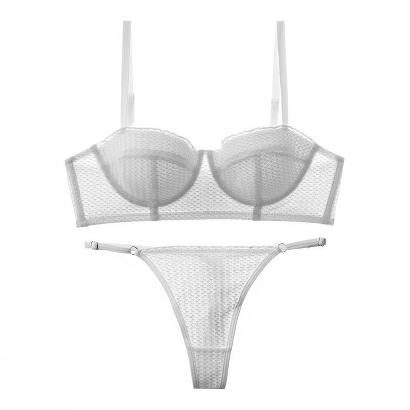 

French sexy underwear women s breast anti-sagging upper support bra half a cup thin cotton small breasts gather bra S білий