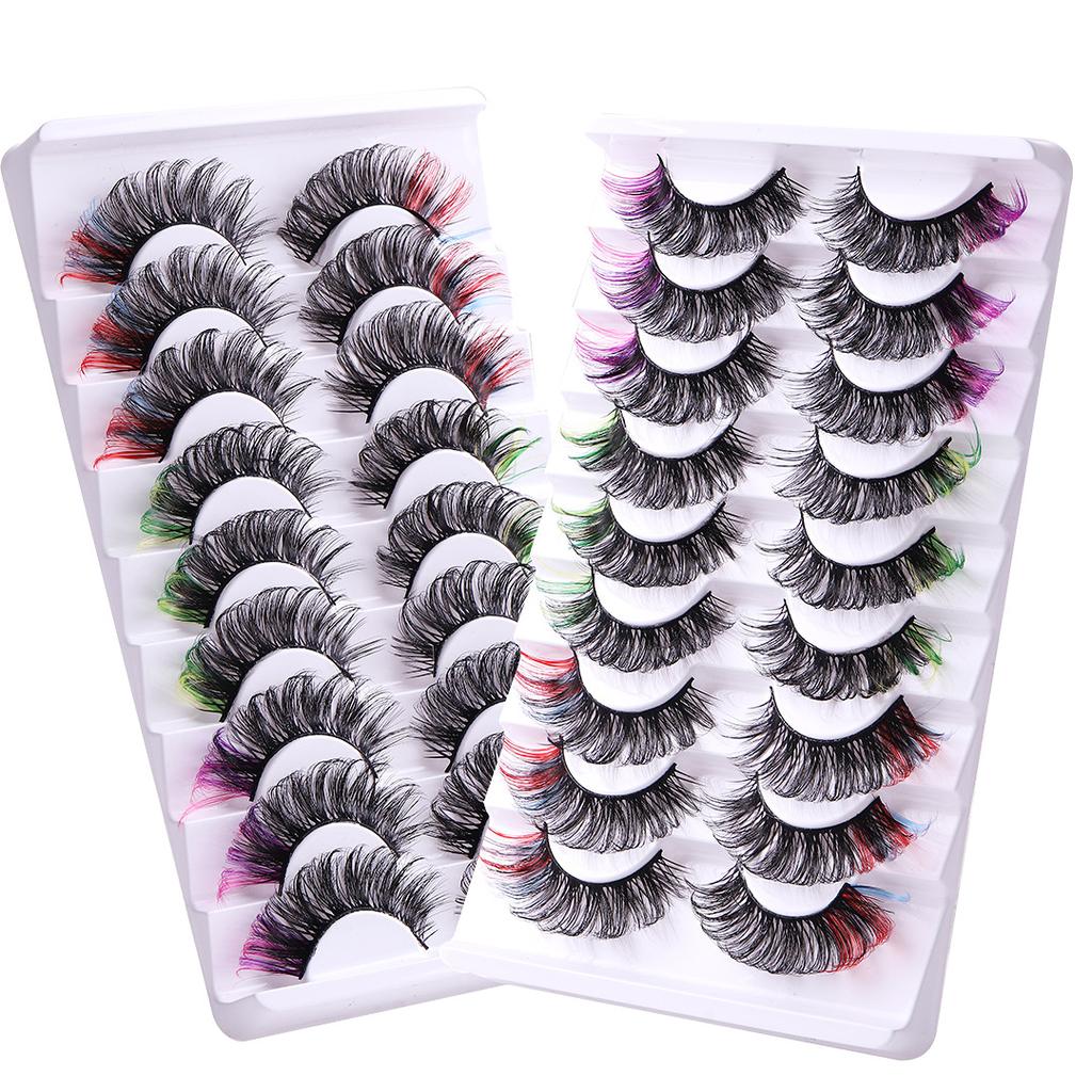 9 Pairs Of Curly Colored False Eyelashes, Curly Thick Eyelashes