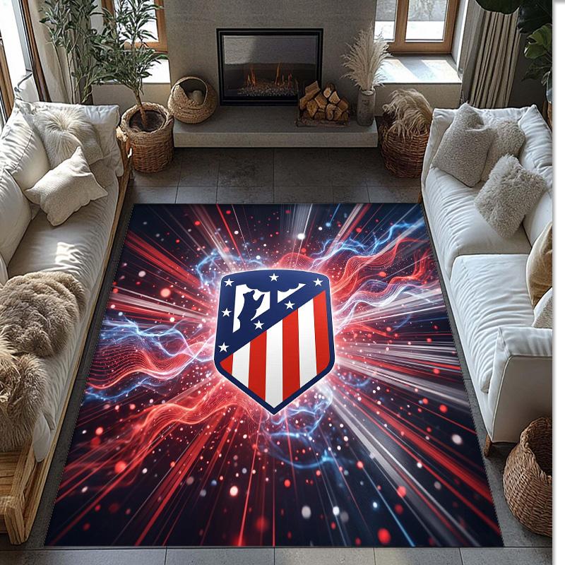 Atletico Madrid Printed Flannel Area Rug Non Slip Soft Polyester Floor Carpet Indoor Decor Mat for Bedroom Living Room Sofa Game Room Home Decoration