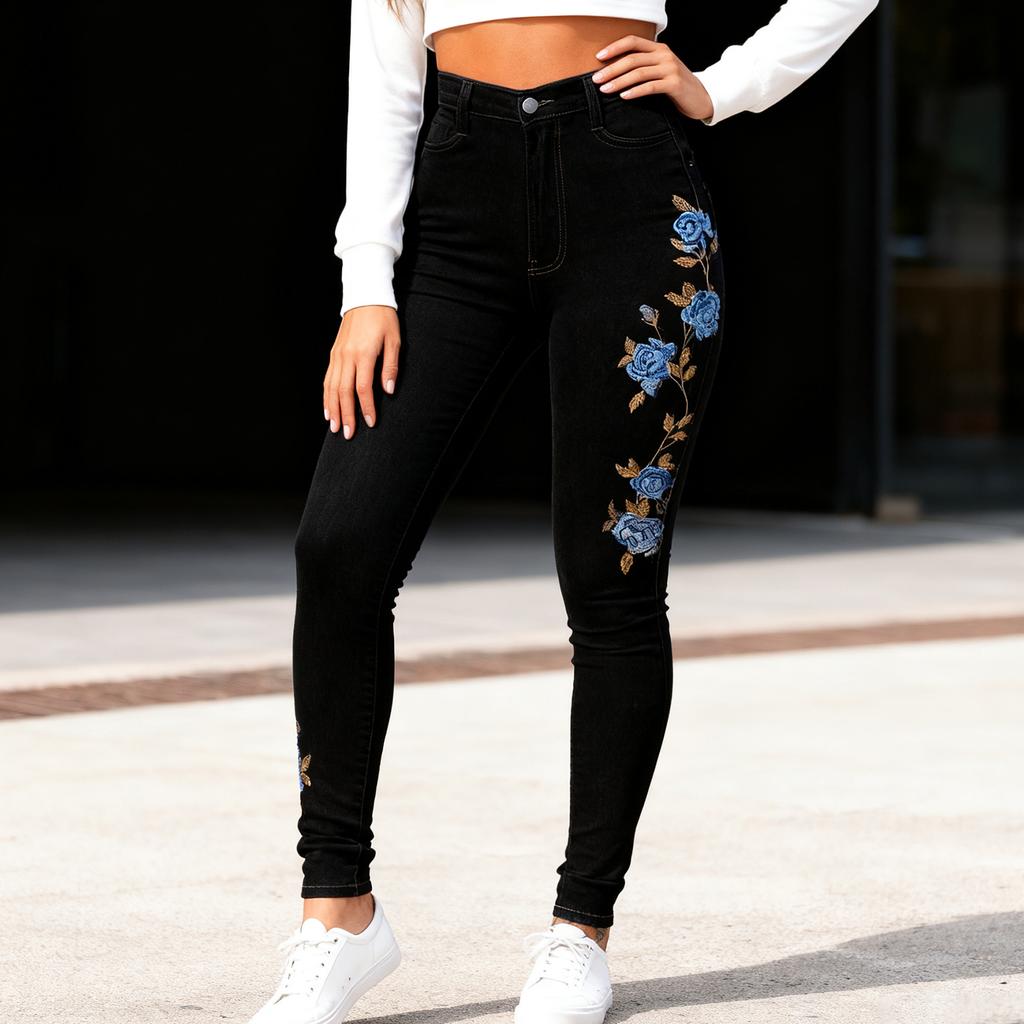 Women's Mid- Stretch Jeans With Pockets
