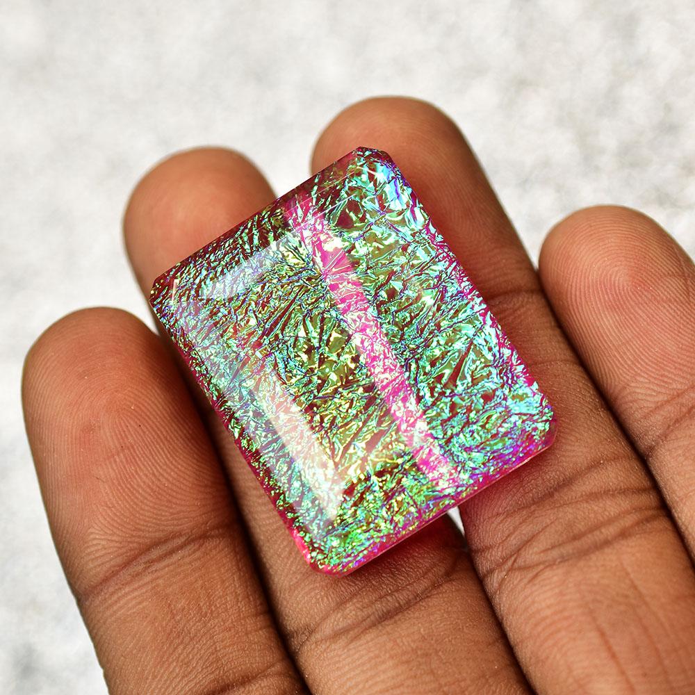 Large Lab-Created Monarch Fire Opal 77.9 ct Doublet Emerald Loose Gemstone for Jewelry Designs