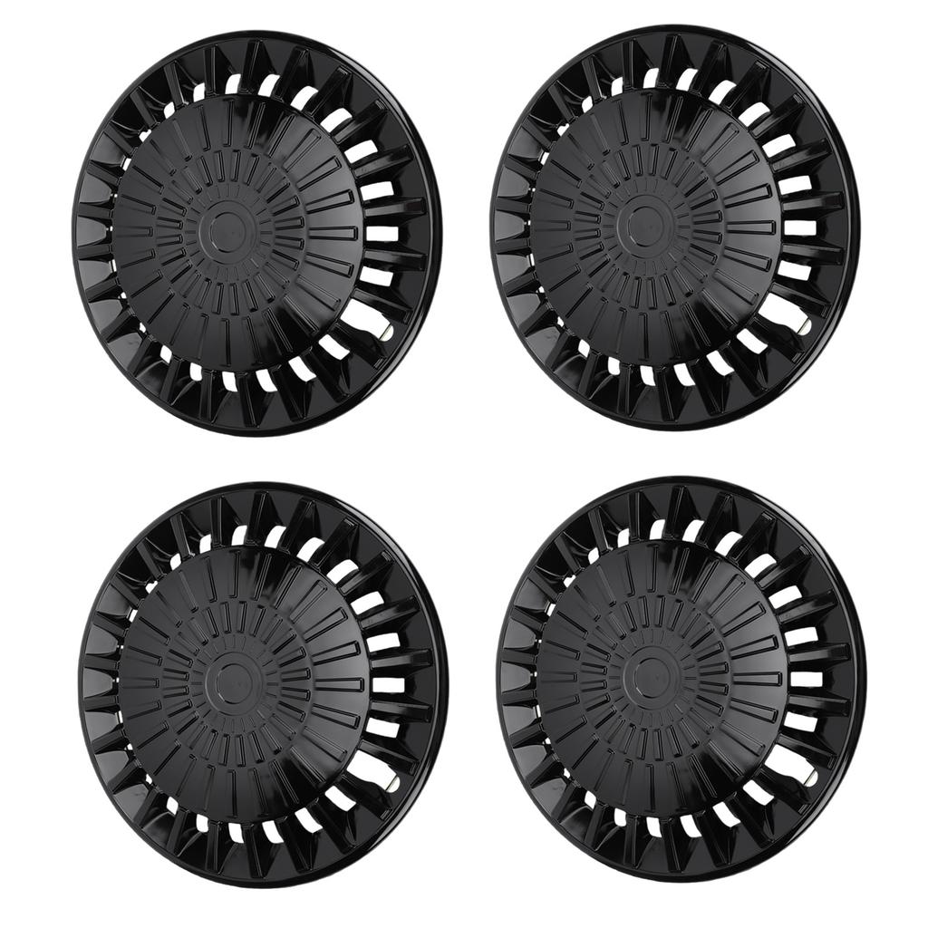 4PCS R15 Hub Caps 15 Inch Thick ABS Stylish Wheel Rim Cover Hubcap Replacement for Fiat 500 Black