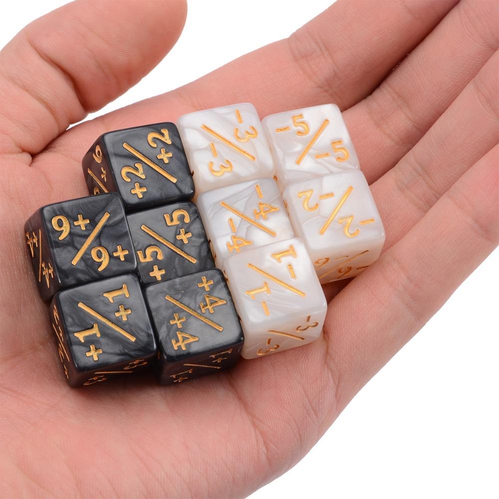 10Pcs 16Mm 6 Side Dice Counters +1/-1 Dice Kids Toy Counting Dice For Mtg Magic The Gathering Card Gaming Token & Loyalty Dice