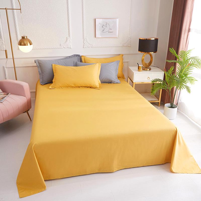 Minimalist Pure Cotton Double Bed Sheet with Pillowcase 200x230cm – Solid Color Design