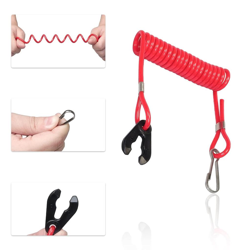 Boat Outboard Switch Engine Motor Lanyard Kill Urgent Stop Button Safety Connector Cord Compatible for Yamaha Suzuki Honda