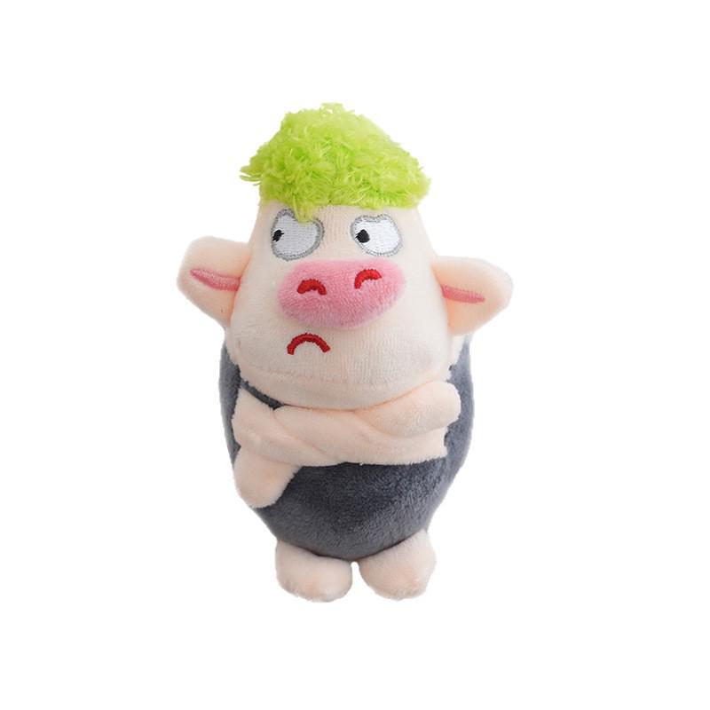 Angry Green-Haired Pig Plush Toy - Cute Goofy Doll Keychain & Bag Pendant Gift