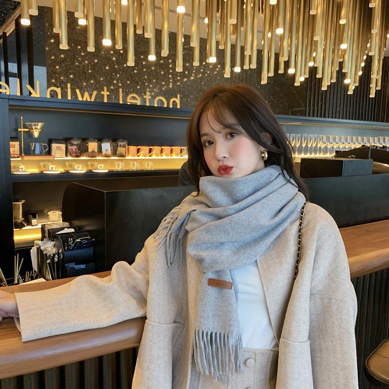 Podzimní a zimní nový šátek dámský zesílený imitace kašmíru všestranný studentský šál dlouhý kostkovaný šátek