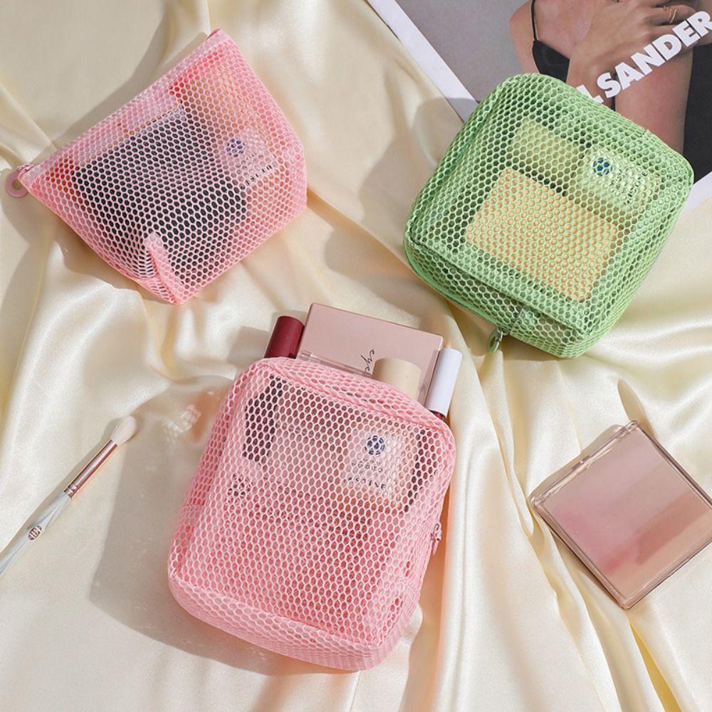Small Capacity Lipstick Key Storage Pouch Mesh Zipper Coin Purse Portable Cosmetic Bag