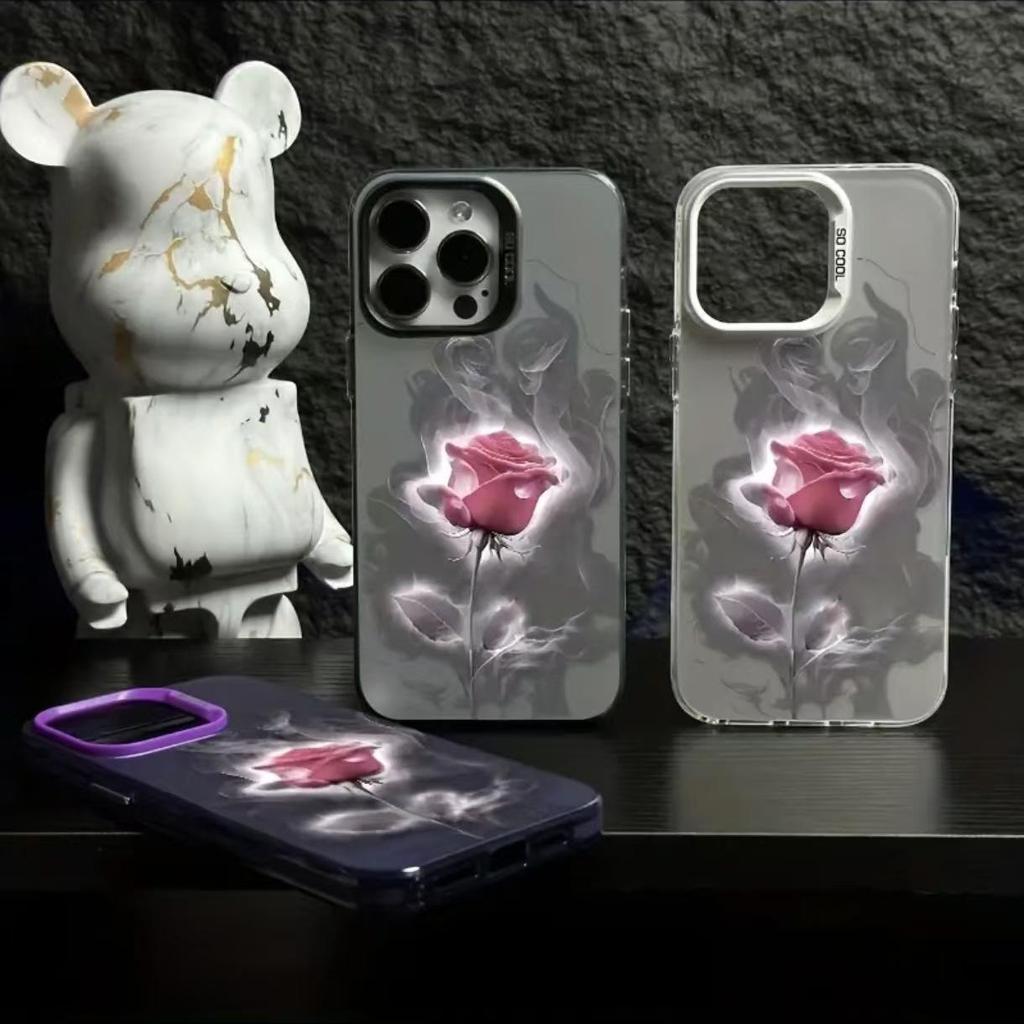 Pink Rose Silver Shell Phone Case for Apple 16/15/14 Pro/15 Pro Max/13/12