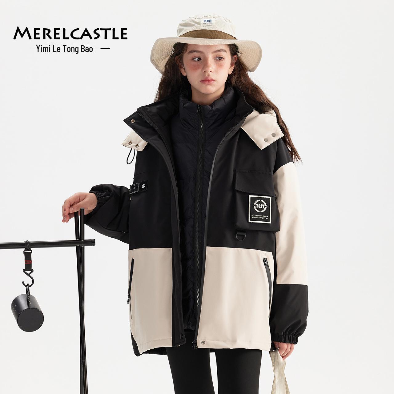 

Зимняя куртка-пуховик 3 в 1 для девочек 2024 года — ветрозащитная и водонепроницаемая со съемными слоями для больших детей 160cm - Filling: 70g чёрный