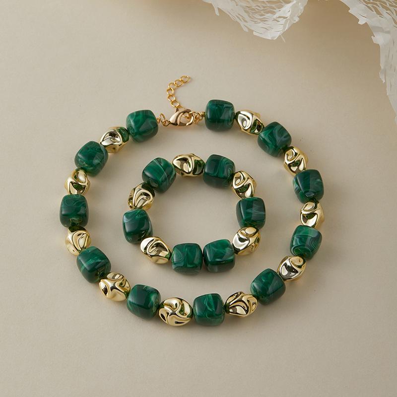 Colar Pulseira de Contas Irregulares em Acrílico para Mulheres Bangle Geométrico Bohemia Feito à Mão Acessórios de Joias para Casal