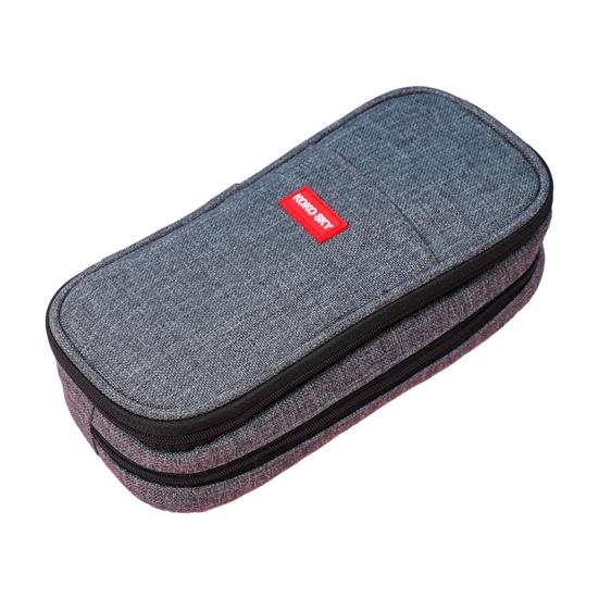 Двухслойный холщовый пенал большой емкости, водонепроницаемый холщовый пенал для ручек, дорожные туалетные принадлежности темно-серого