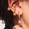 Stainless Steel Clover Hoop Earrings with Zircon, 18K Gold Plated Geometric Dangle Earrings, Minimalist Trendy Jewelry for Women