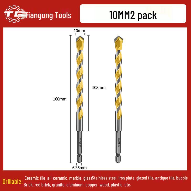 Tiangong Hex Shank Triangle Drill Bit for Concrete, Cement, and Brick Walls