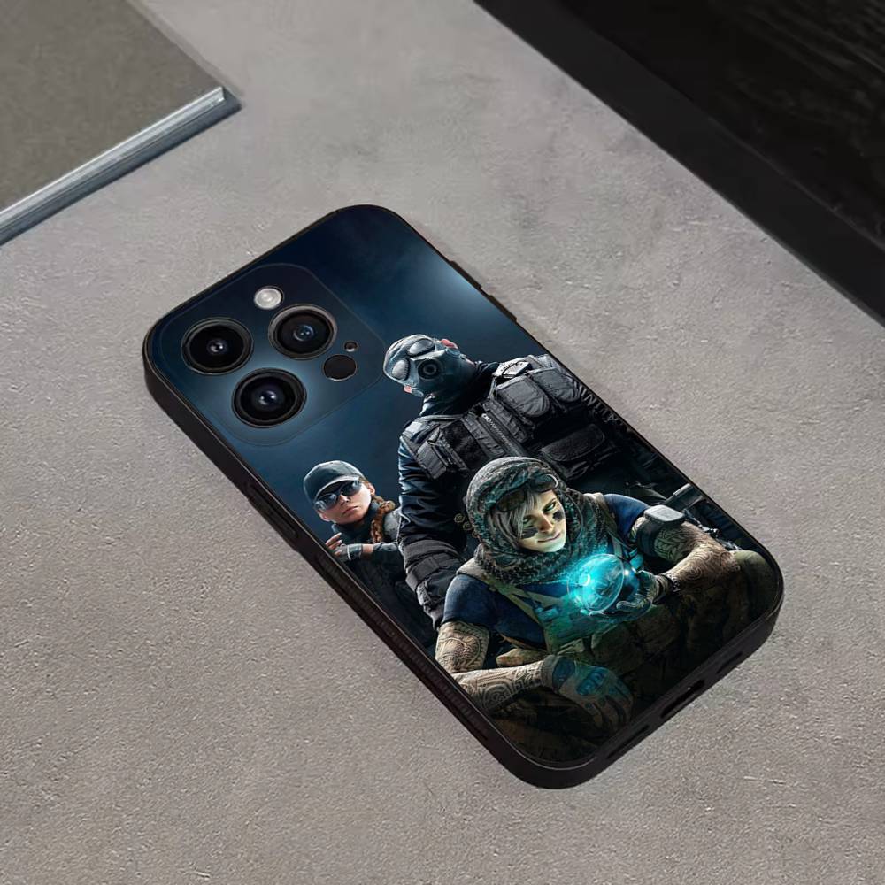 Rainbow S-Six S-Siege Phone Case For iPhone 16,15,14,13,12,11 Plus,Pro Max,XS,X,XR,SE,Mini,8,7,Soft Silicone Black Cover