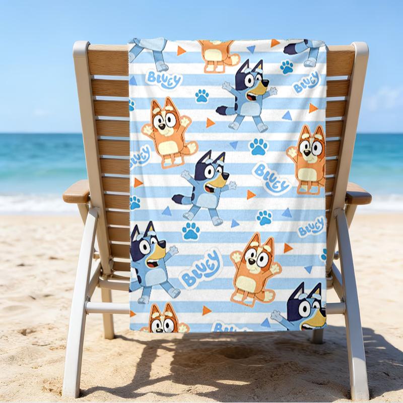 Ultra-Soft Beach Towel with Bluey Theme,Ideal for Pool - Camping, Diving - Perfect Travel Essential, Vibrant Beach Towel.