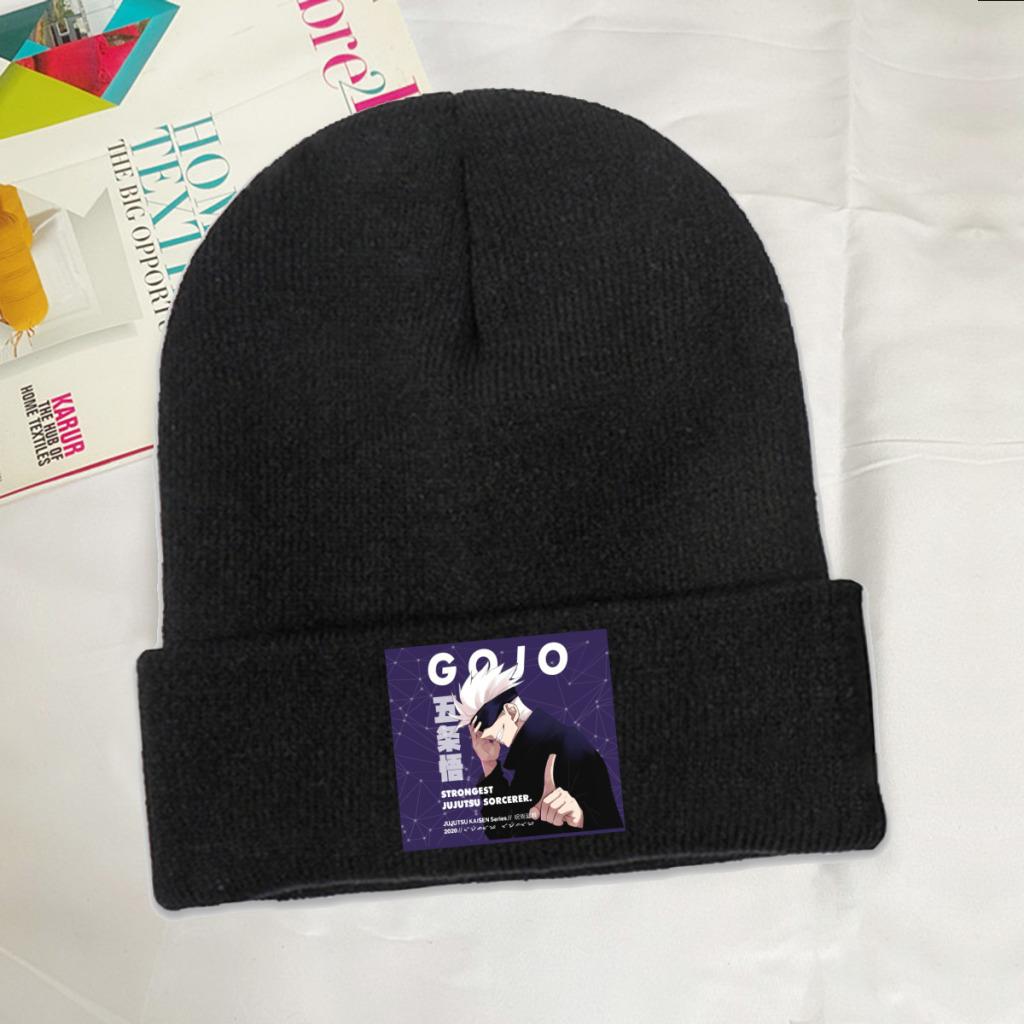 Jujutsu Kaisen Gojo Satoru Knitted Caps for Women Unisex Beanie Winter Hat Polyester Anime Japan Manga Hip Hop Caps