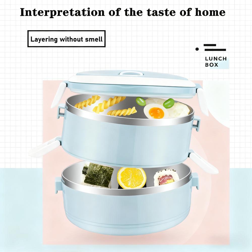 Stainless Steel Lunch Box Portable Salad Fruit Food Container Box Layering Thermal Lunch Box for School Office Camping