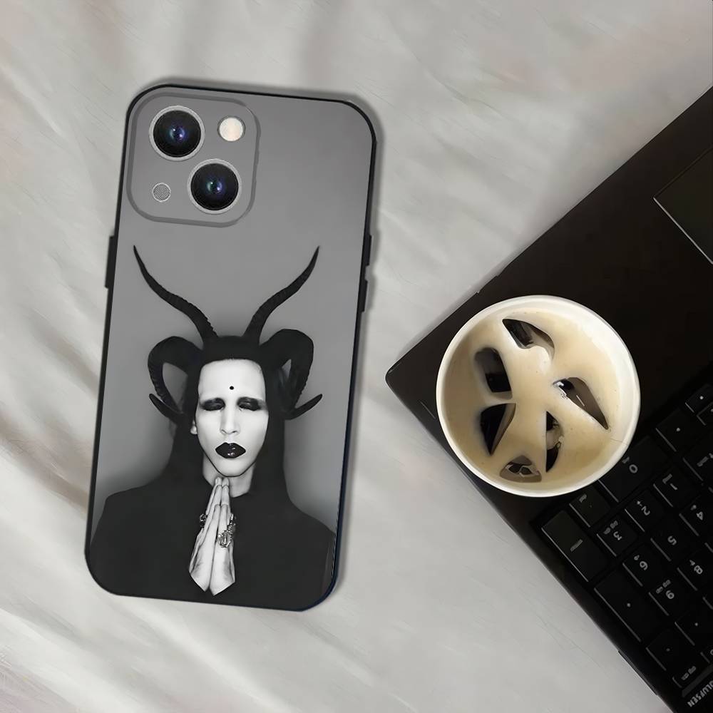 Singer M-Marilyn Manson Phone Case For iPhone 17,16,15,14,13,12,11,Pro,XS,Max,XR,Plus,E,SE4,Mini Black Soft Cover